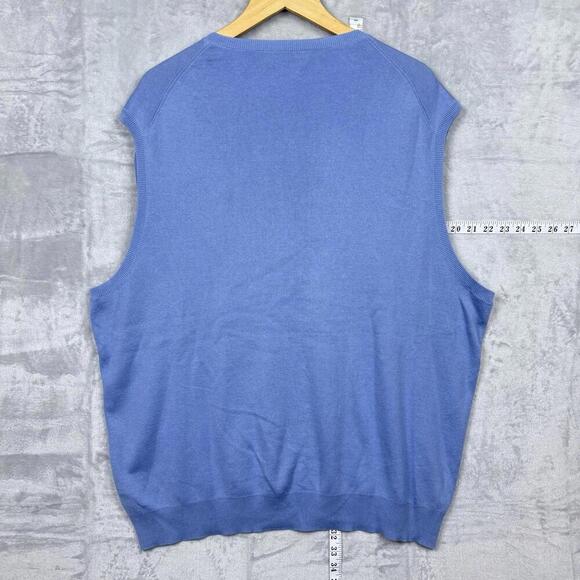 Polo Ralph Lauren Pima Cotton Knit Sweater Vest Blue Men Size L Classic Fit Golf - Picture 5 of 7
